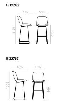NUEZ BQ2766 - BQ2767 - Sled base upholstered barstool by Andreu World - view 3